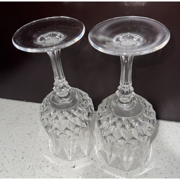 Cristal d'Arques Durand Longchamp Water Glasses Goblets 7 1/4” Crystal Pair Vtg - Picture 10 of 10
